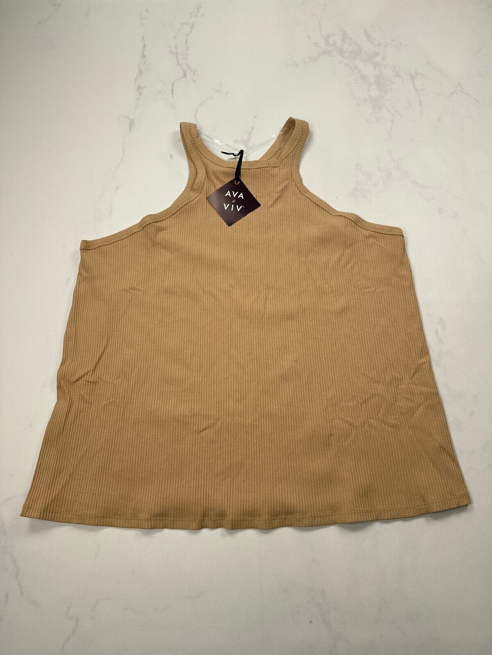 Ava & Viv Tank Top Beige Modern Minimalist Scoop Neck - Womens 3X NWT